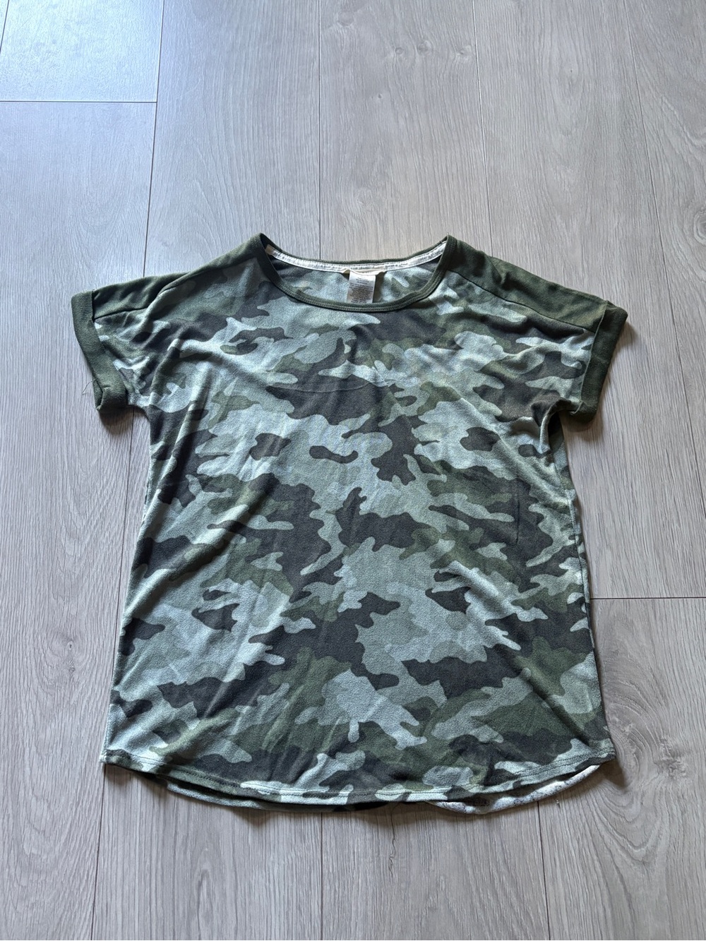 Lucky Brand Green Camo Crew Neck Tee